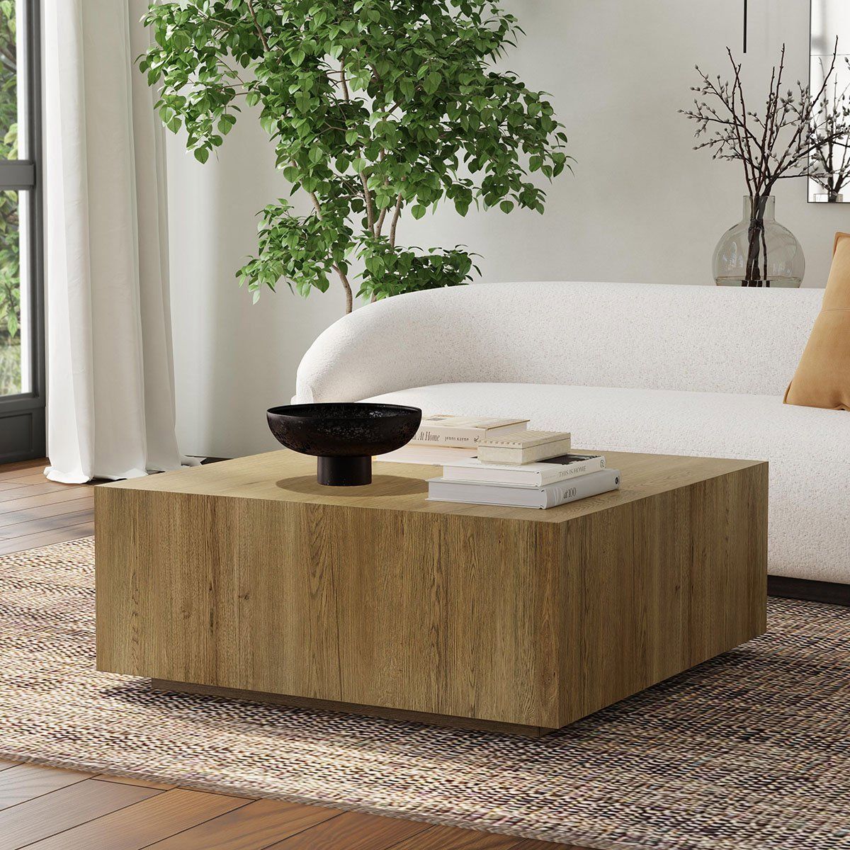 Layne - Square Coffee Table With Casters, alternate view 10 with wood construction