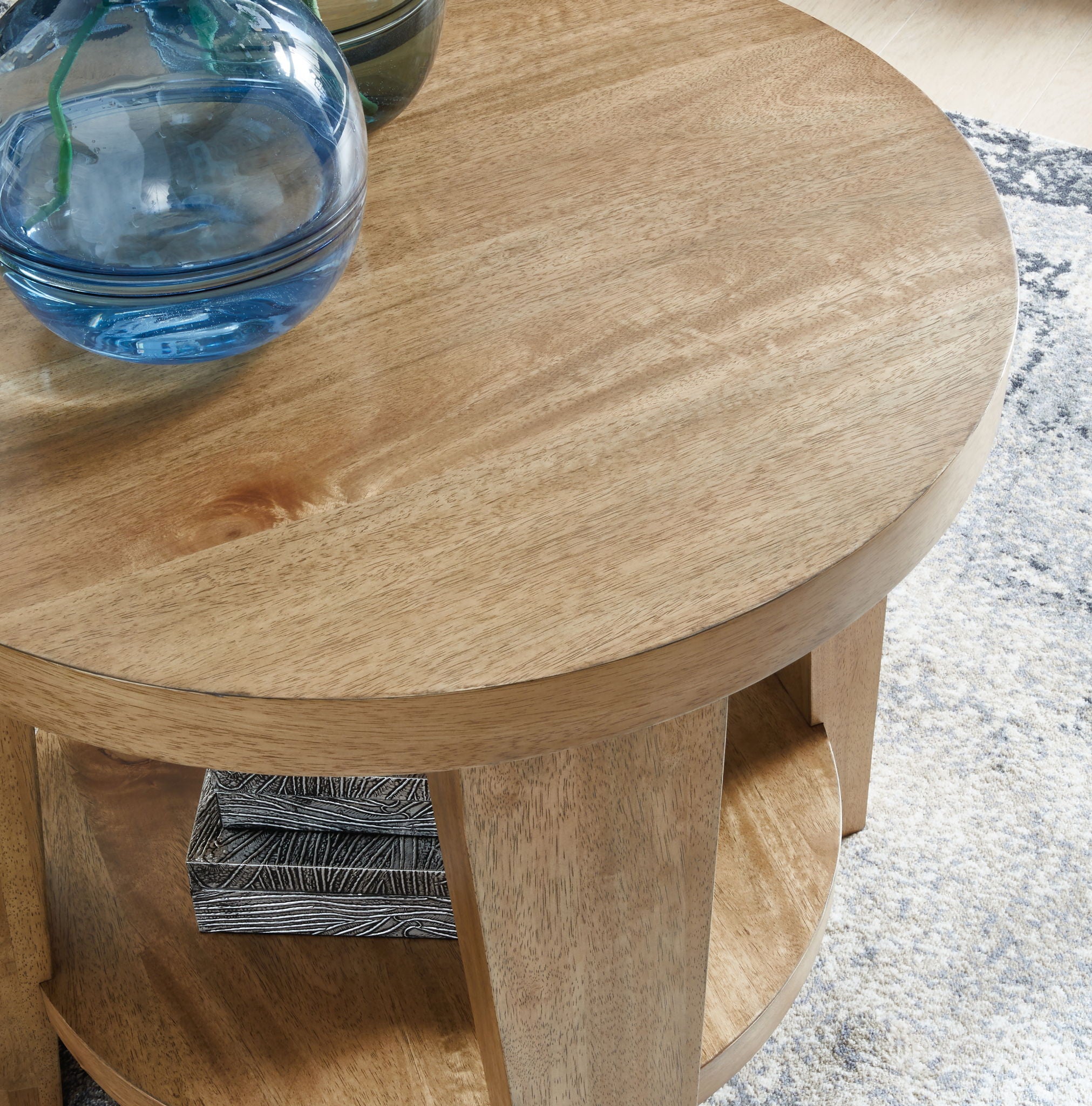 Kristiland - Round End Table - Light Brown, alternate view 5 with wood construction