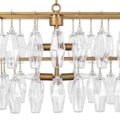 Tressia - Glass Round Chandelier - Brass