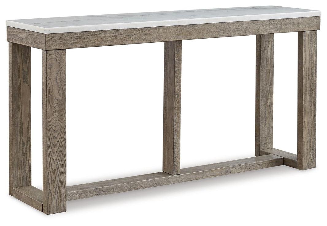 Loyaska - Sofa Table - Brown / Ivory, product view with wood construction