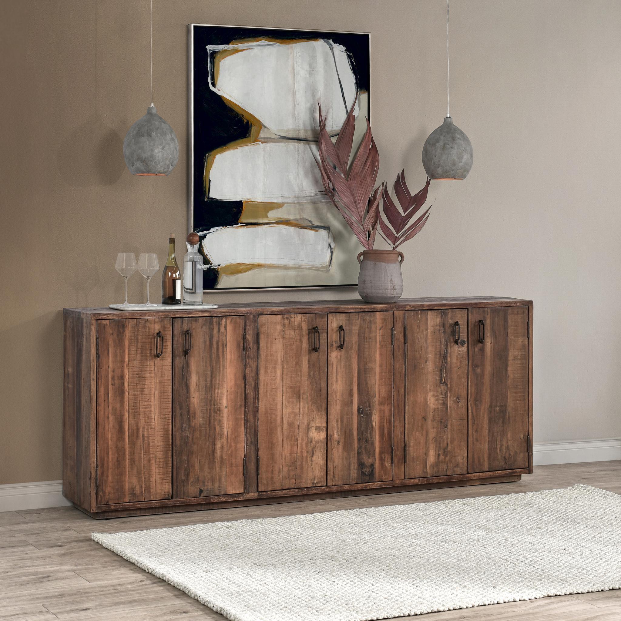 Cleo - 6 Door Buffet - Natural, alternate view 9 with linen fabric