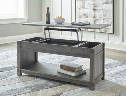 Freedan - Rect Lift Top Cocktail Table - Grayish Brown, alternate view 9 with engineered wood