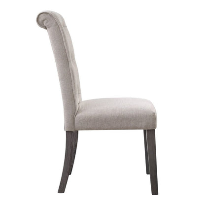 Yabeina - Side Chair (Set of 2) - Beige Linen & Gray, alternate view 7 with wood construction