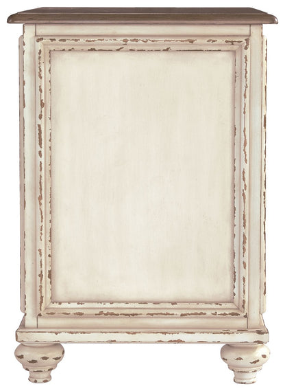 Realyn - Chair Side End Table - Insert Mirror - White / Brown, alternate view 9 with engineered wood