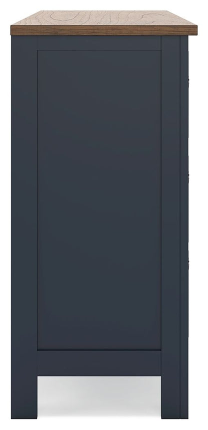 Landocken - Dresser - Brown / Blue, alternate view 9 with wood construction