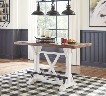 Valebeck - Rectangular Dining Room Counter Table - White / Brown, alternate view 5 with engineered wood