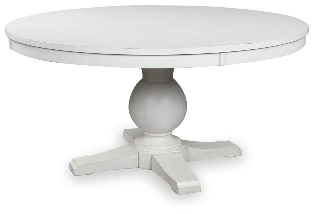 Greddinton - Dining Table - White, product view with wood construction