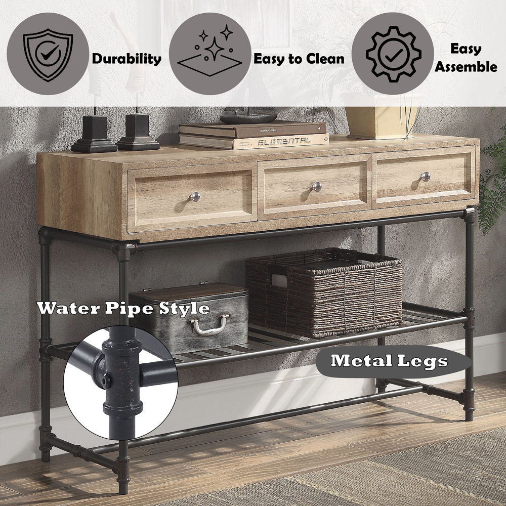 Brantley II - Sofa Table - Oak & Sandy Black, alternate view 6
