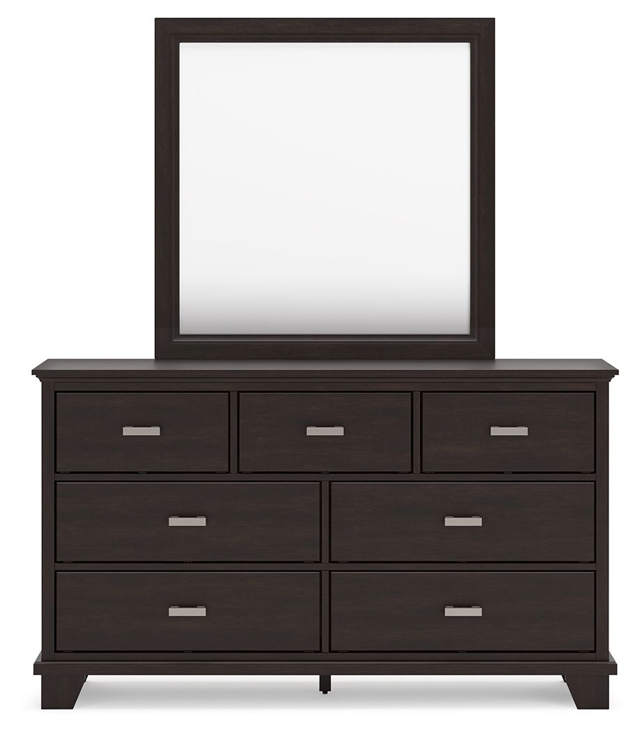 Covetown - Dresser And Mirror - Dark Brown, alternate view 7 with linen fabric