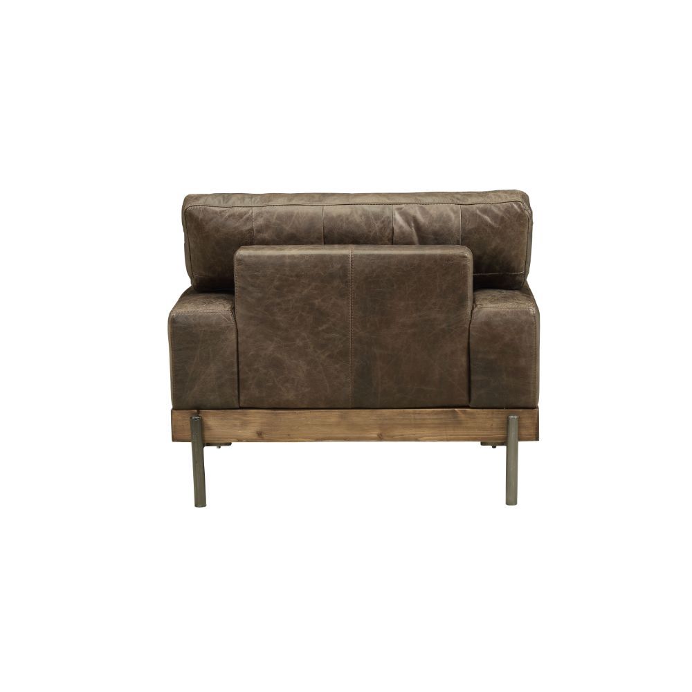 Silchester - Chair - Distress Chocolate Top Grain Leather & Oak, alternate view 4 with wood construction