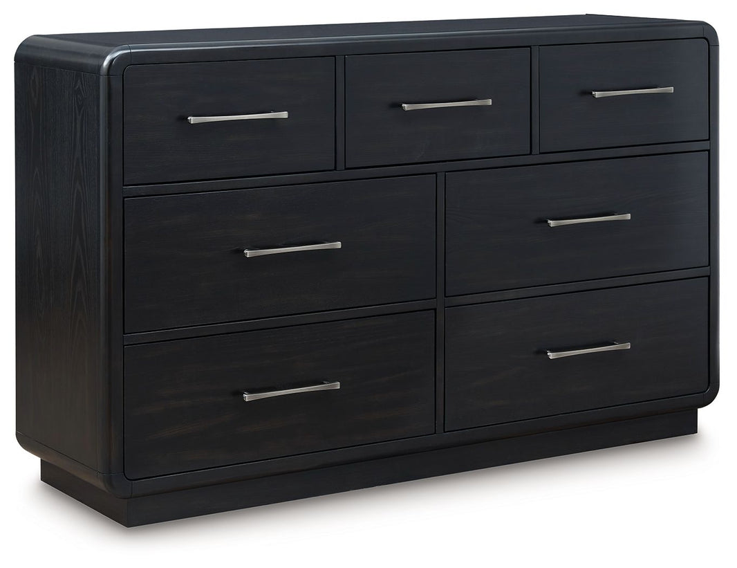 Rowanbeck - Dresser - Black, product view with wood construction