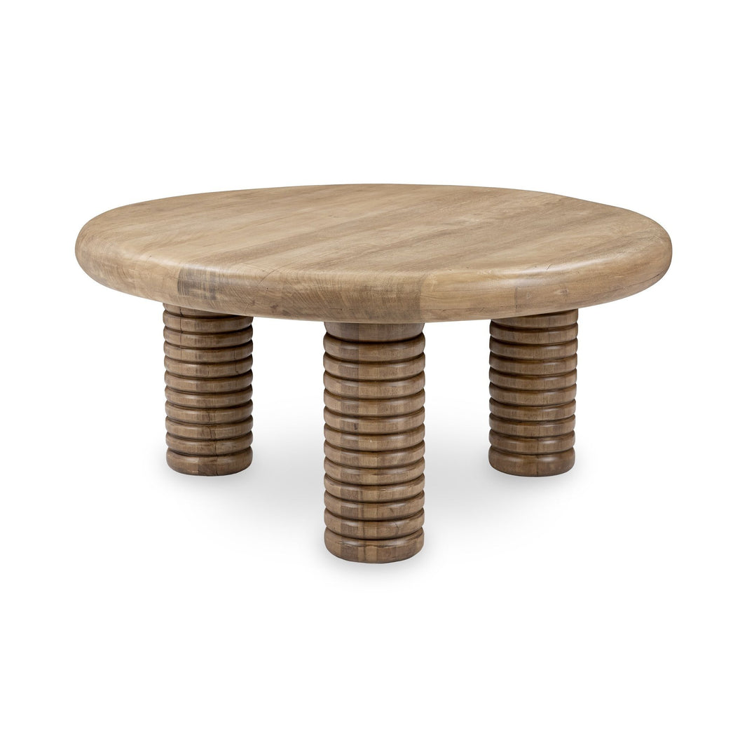 Ilaria - Reclaimed Wood Round Coffee Table - Sand Washed, product view