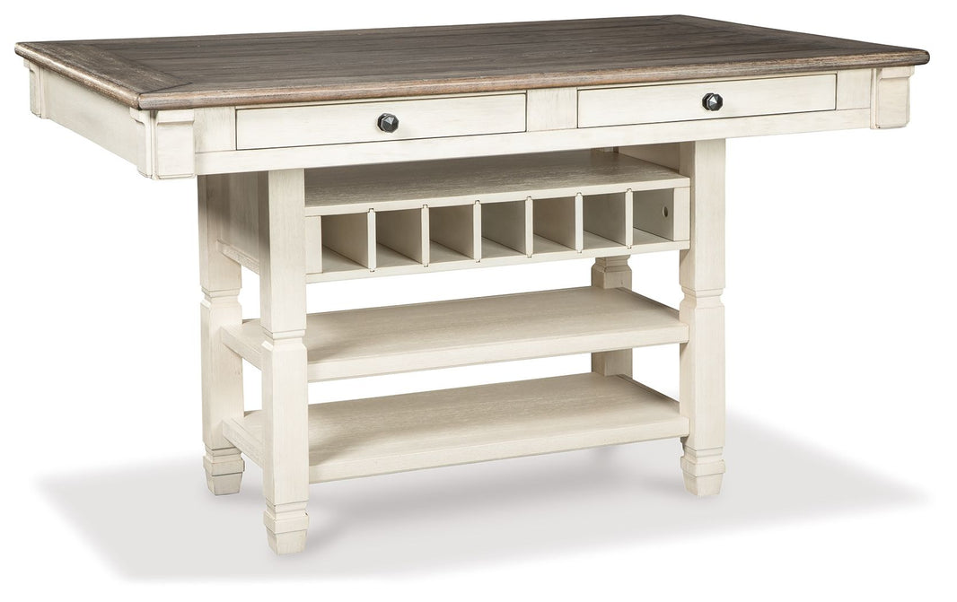 Bolanburg - Rectangular Dining Room Counter Table - Beige, product view with engineered wood