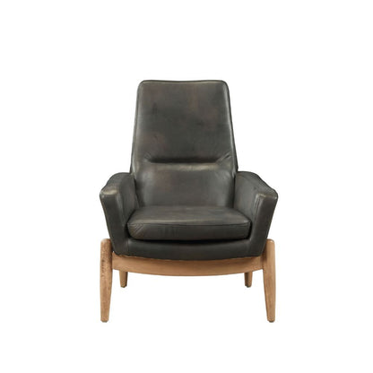 Dolphin - Accent Chair - Black Top Grain Leather, alternate view 8 with wood construction