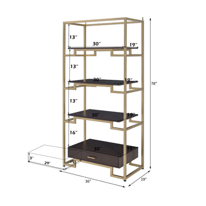 Yumia - Bookshelf - Gold & Walnut