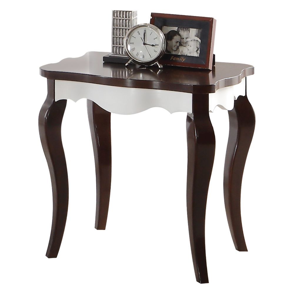 Mathias - End Table - White & Walnut, product view with wood construction
