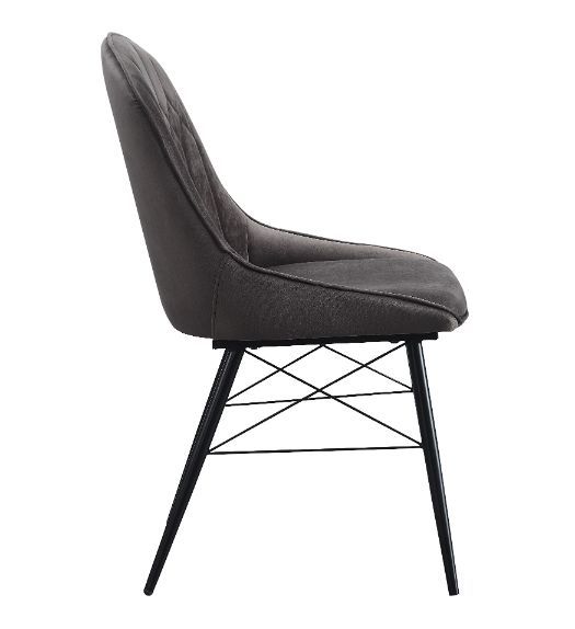 Abraham - Side Chair (Set of 2) - Dark Gray Fabric & Black, alternate view 5 with wood construction