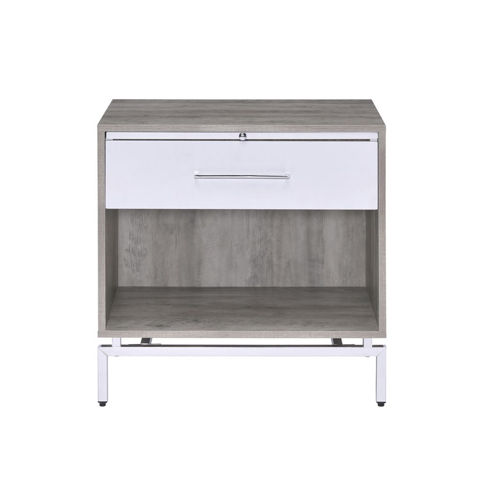 Cistus - Accent Table - Weathered Gray Oak & White, alternate view 5 with wood construction