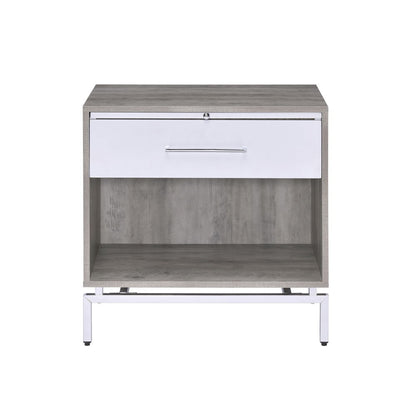 Cistus - Accent Table - Weathered Gray Oak & White, alternate view 5 with wood construction
