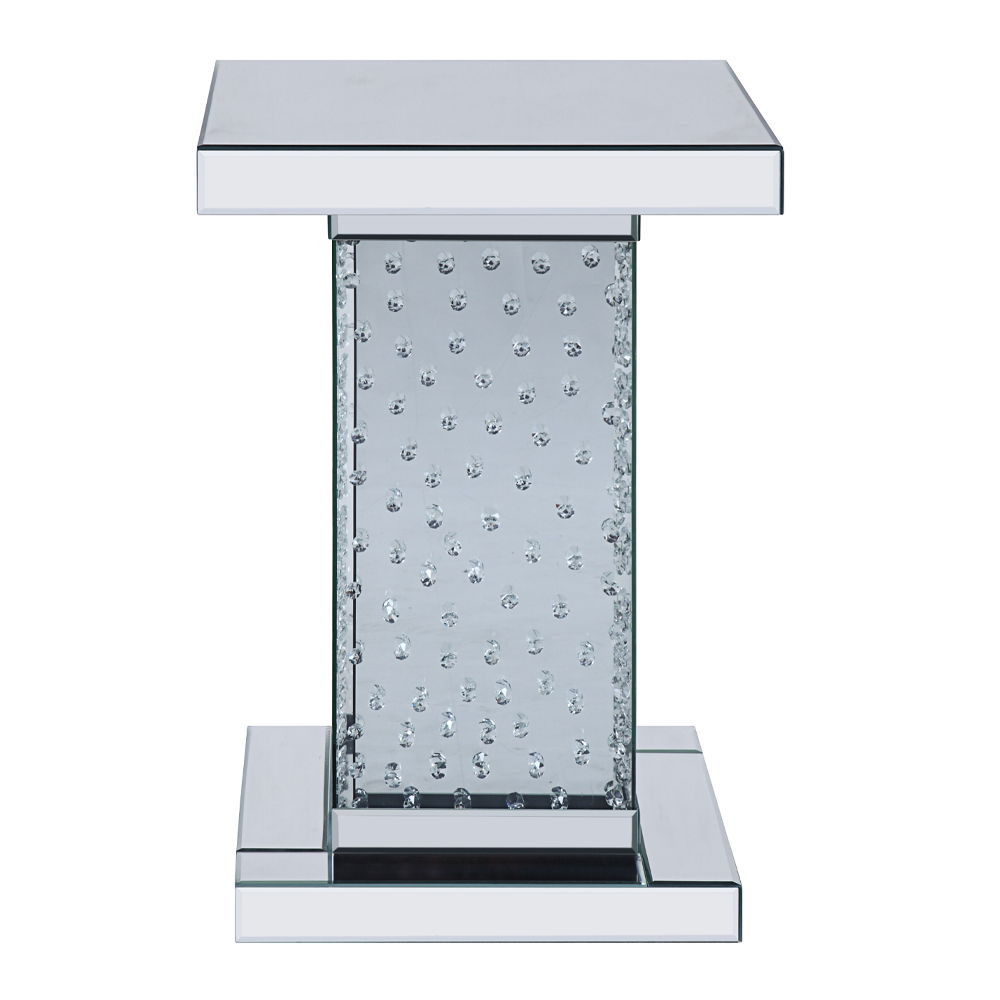 Nysa - 26" End Table - Mirrored & Faux Crystals, alternate view 6 with wood construction