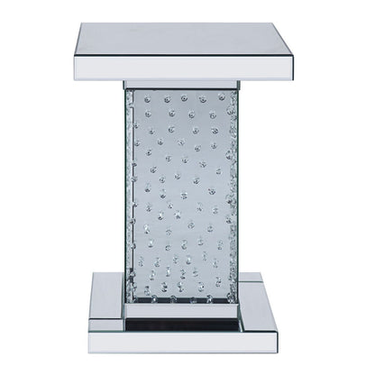 Nysa - 26" End Table - Mirrored & Faux Crystals, alternate view 6 with wood construction