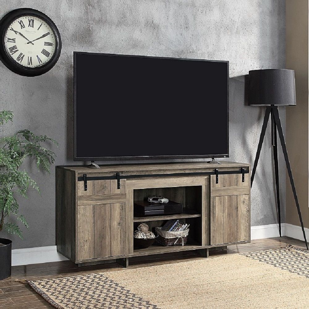 Bellarosa - TV Stand (Same As 91608) - Gray Washed, alternate view 6 with wood construction