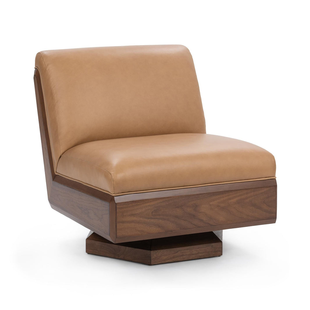 Myla - Swivel Accent Chair - Tan, product view with top-grain leather