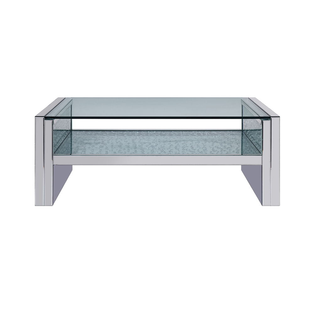 Nysa - 47" Coffee Table - Mirrored & Faux Crystals, alternate view 8 with wood construction