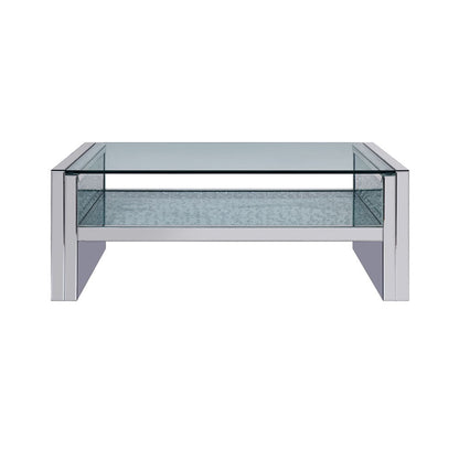 Nysa - 47" Coffee Table - Mirrored & Faux Crystals, alternate view 8 with wood construction