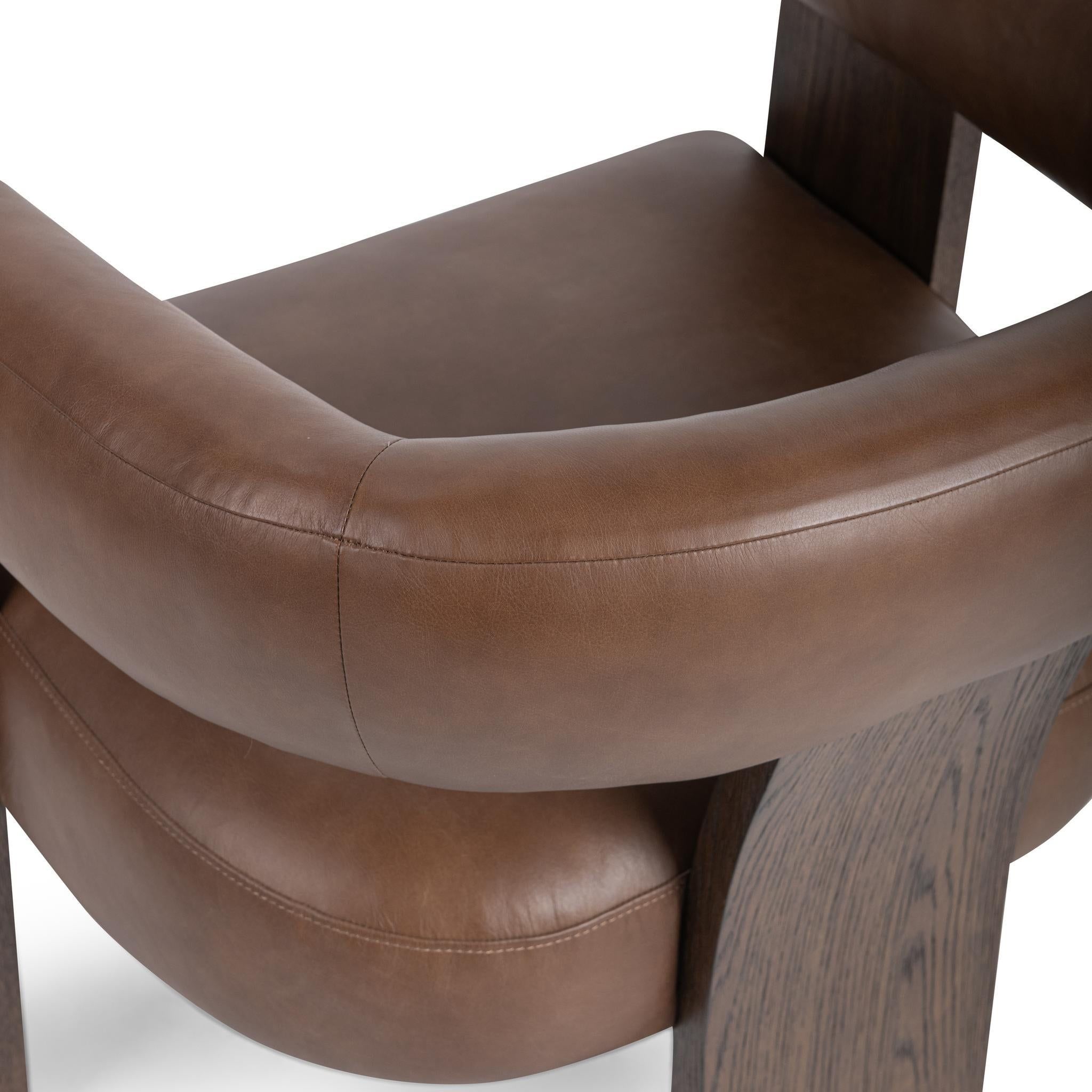 Julina - Accent Chair - Rich Cocoa, alternate view 8 with top-grain leather