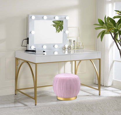 Lightmane - Vanity Desk (Same 92660) - White High Gloss & Gold, alternate view 7 with wood construction