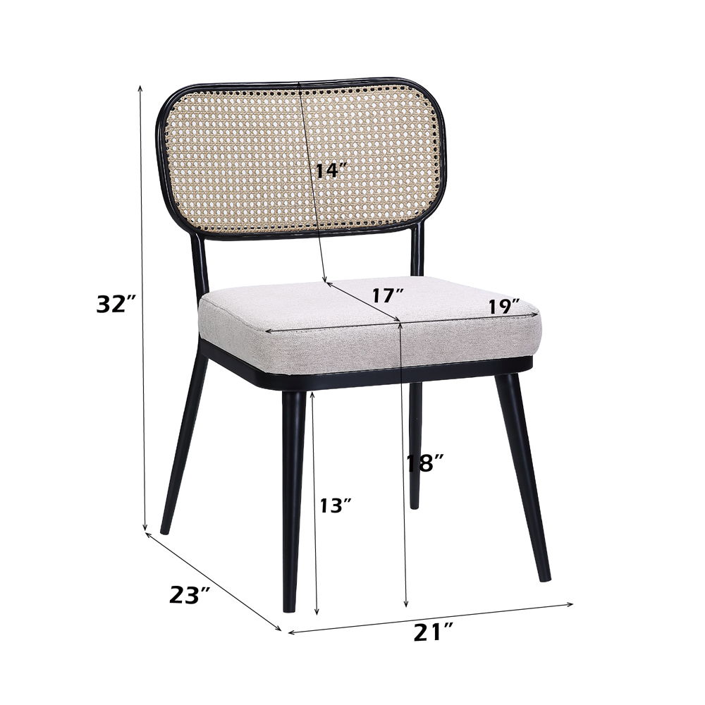 Colson - 3 Pieces Table & Chairs Set - Black, alternate view 7 with linen fabric