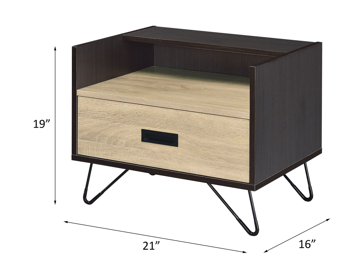 Melkree - Accent Table - Oak & Black, alternate view 6 with metal