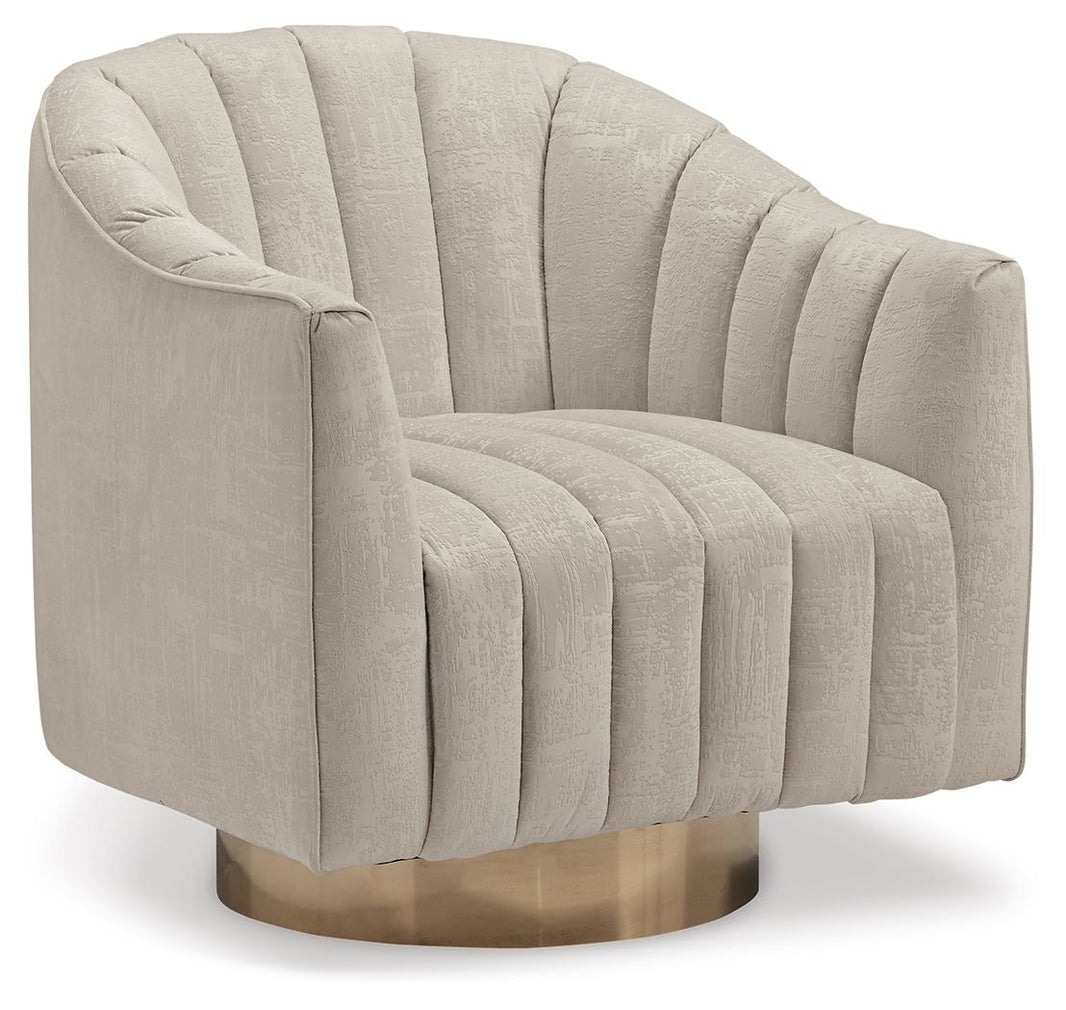 Penzlin - Swivel Accent Chair - Pearl, product view with velvet upholstery
