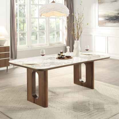Harvey - Dining Table With Ceramic Top - Walnut, alternate view 7 with wood construction