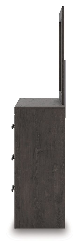 Prendonea - Dresser and Mirror - Charcoal, alternate view 9 with linen fabric