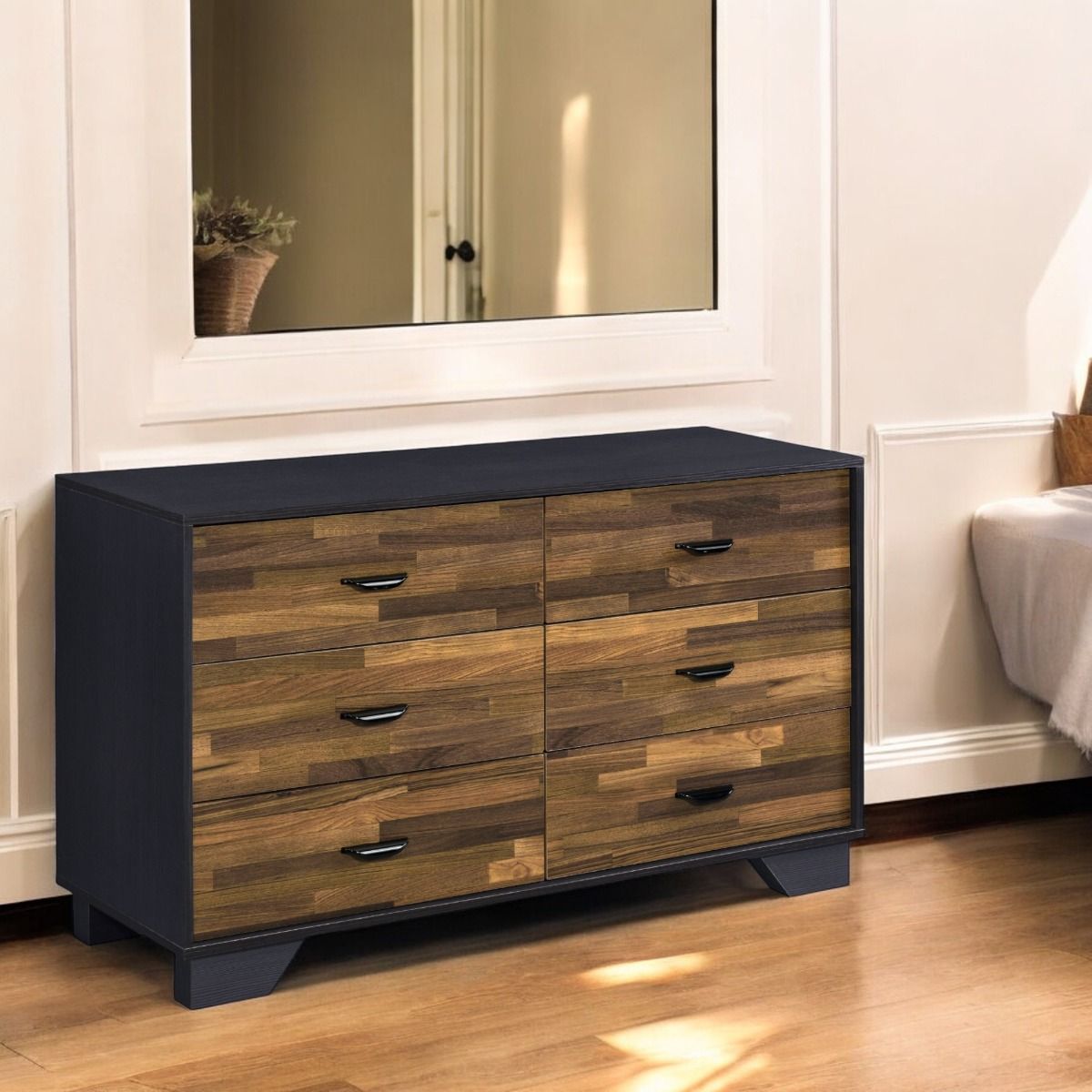 Eos - Dresser - Walnut & Black, alternate view 8 with velvet upholstery