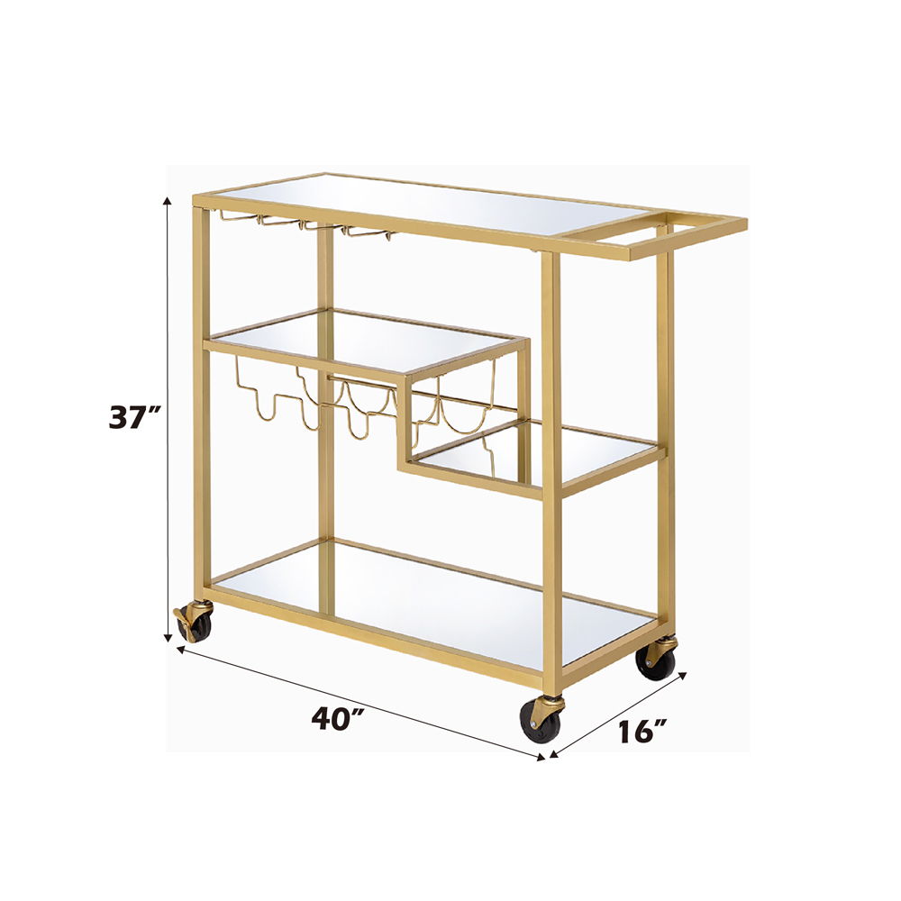Adamsen - Serving Cart - Mirrored & Champagne, alternate view 5 with wood construction