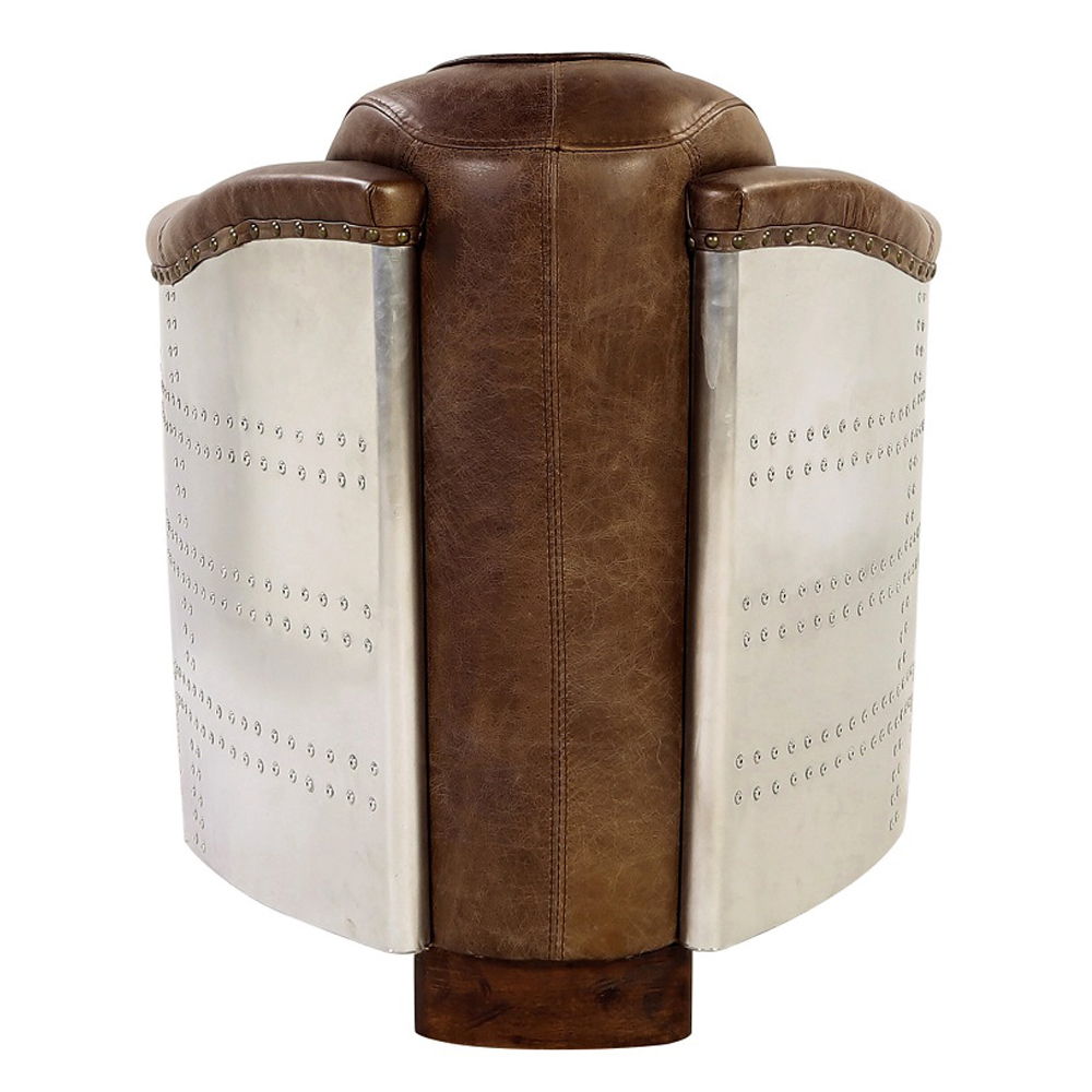 Brancaster - Chair - Retro Brown Top Grain Leather & Aluminum, alternate view 6 with wood construction