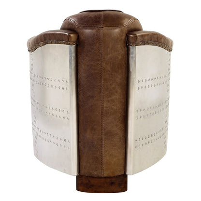 Brancaster - Chair - Retro Brown Top Grain Leather & Aluminum, alternate view 6 with wood construction