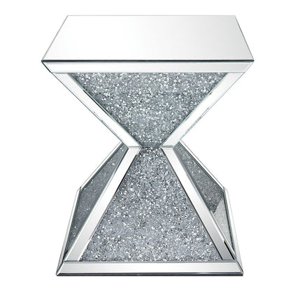 Noralie - End Table With Faux Diamonds - Mirrored, alternate view 5 with wood construction