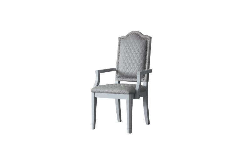 House Marchese - Arm Chair (Set of 2) - Two Tone Gray Fabric & Pearl Gray, product view with wood construction