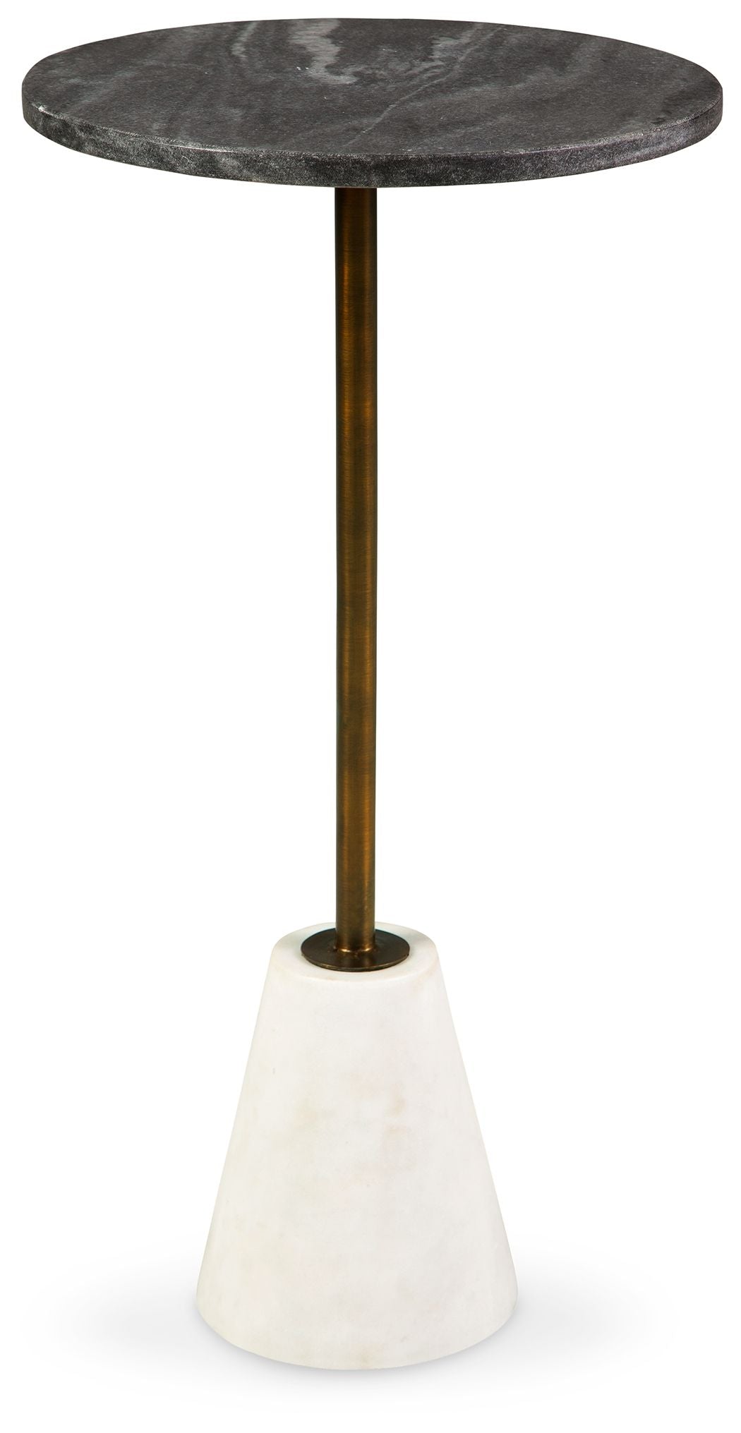 Caramont - Accent Table with White Base - Black / White / Gold Finish, product view with marble