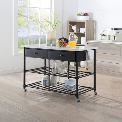 Emery - Kitchen Island - White Cultured Marble Top & Gray, alternate view 5 with wood construction