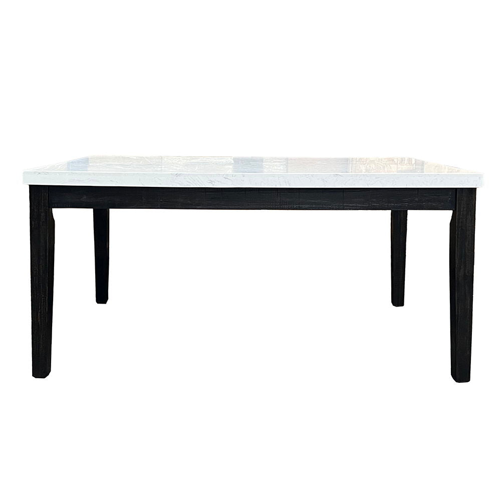 Nolan - Dining Table - White Natural Marble Top & Salvage Dark Oak, alternate view 5 with wood construction