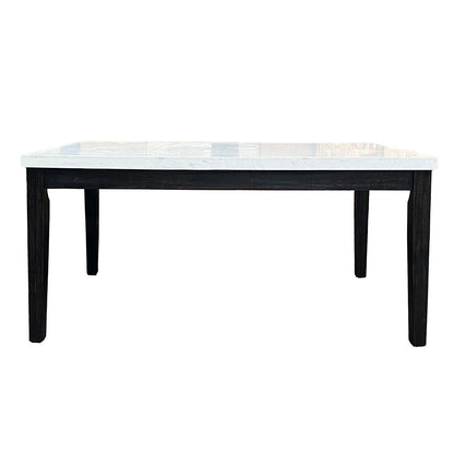 Nolan - Dining Table - White Natural Marble Top & Salvage Dark Oak, alternate view 5 with wood construction
