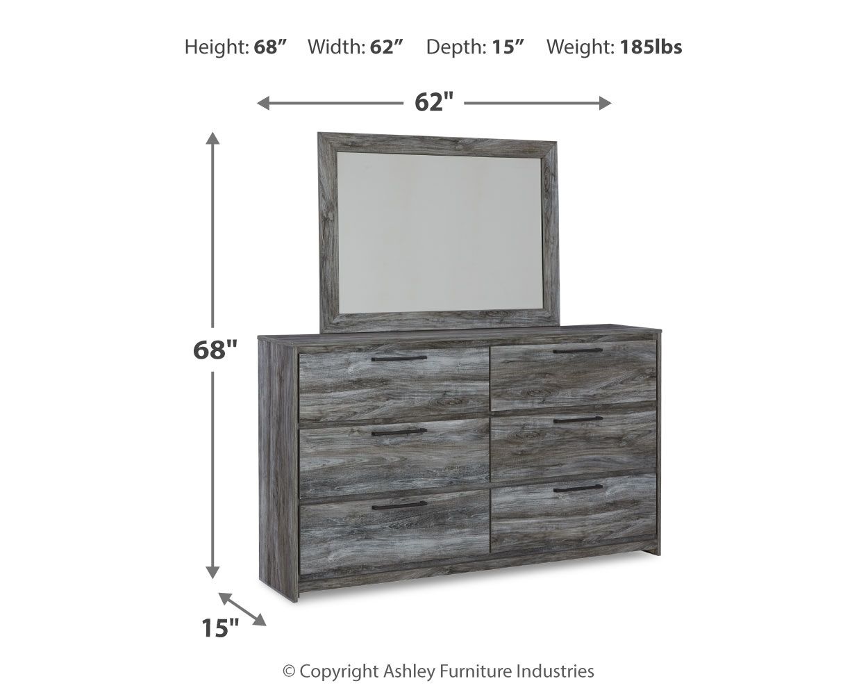 Baystorm - Six Smooth Drawer Dresser, alternate view 12 with wood construction