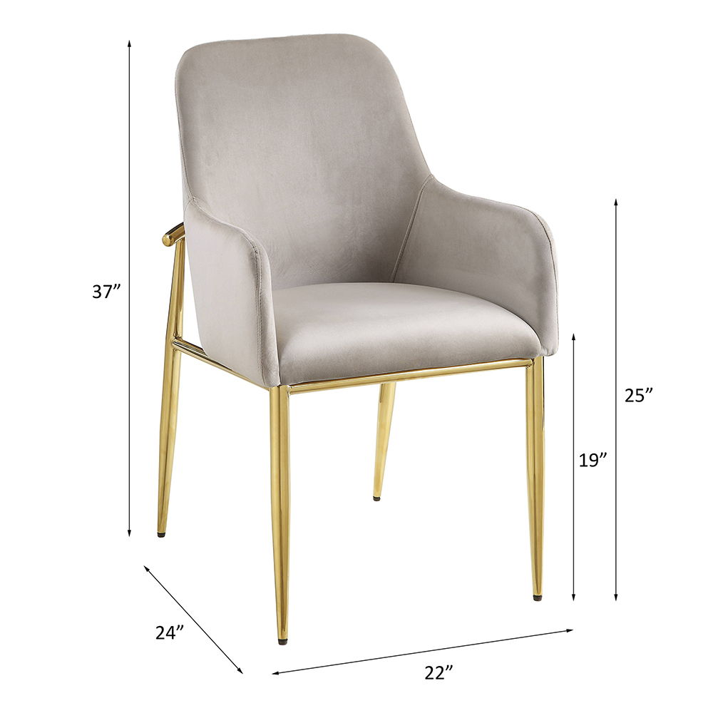 Barnard - Side Chair (Set of 2) - Gray Velvet & Mirrored Gold, alternate view 6