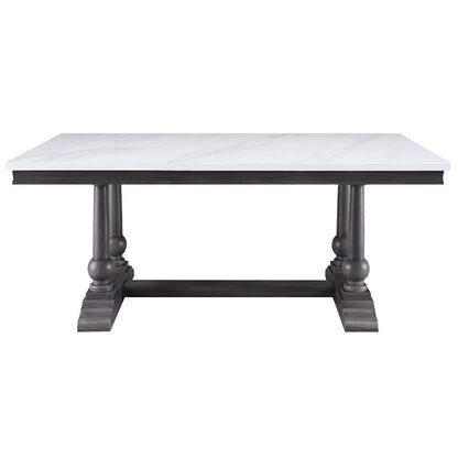 Yabeina - Dining Table - Marble Top Top & Gray Oak, alternate view 9 with wood construction