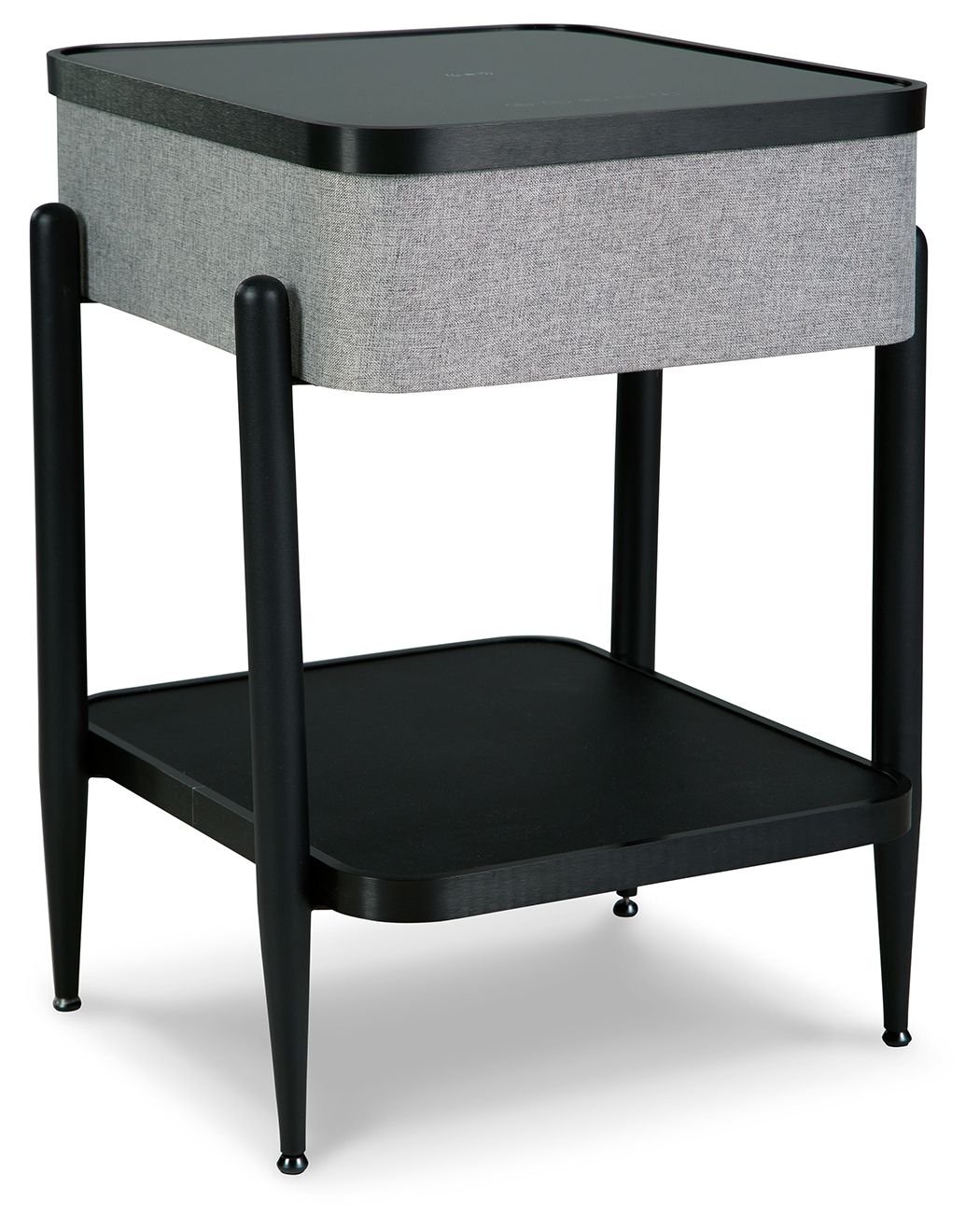 Jorvalee - Accent Table with Speaker - Gray / Black, product view with polyester fabric